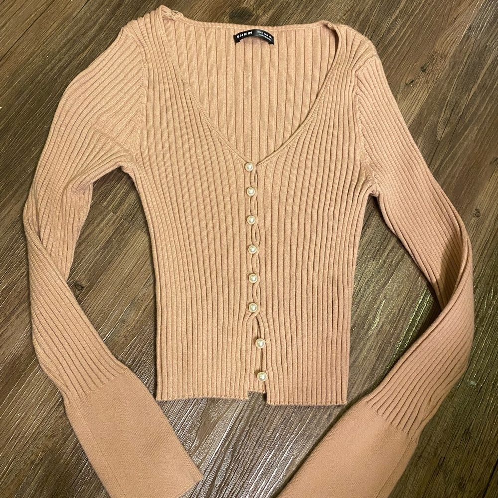 Shein sweatery top with Pearl detailing.